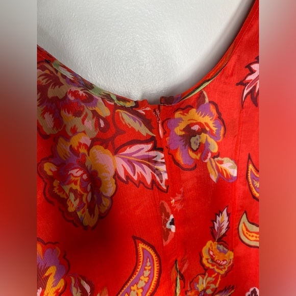 Oui Paisley Print Red Midi Silk Dress - Picture 7 of 11